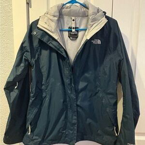 The North Face Women's Dark Teal and Light Gray Ski Jacket